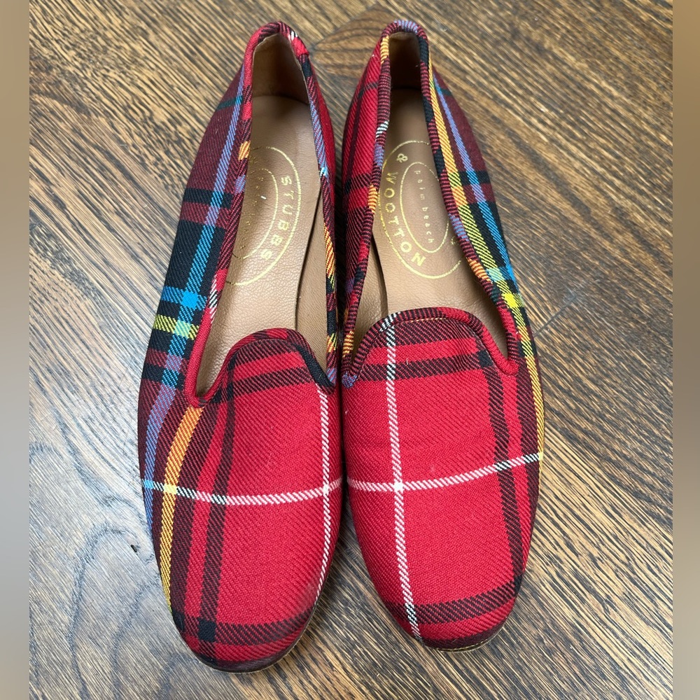 Red plaid Stubbs&Wooten loafers